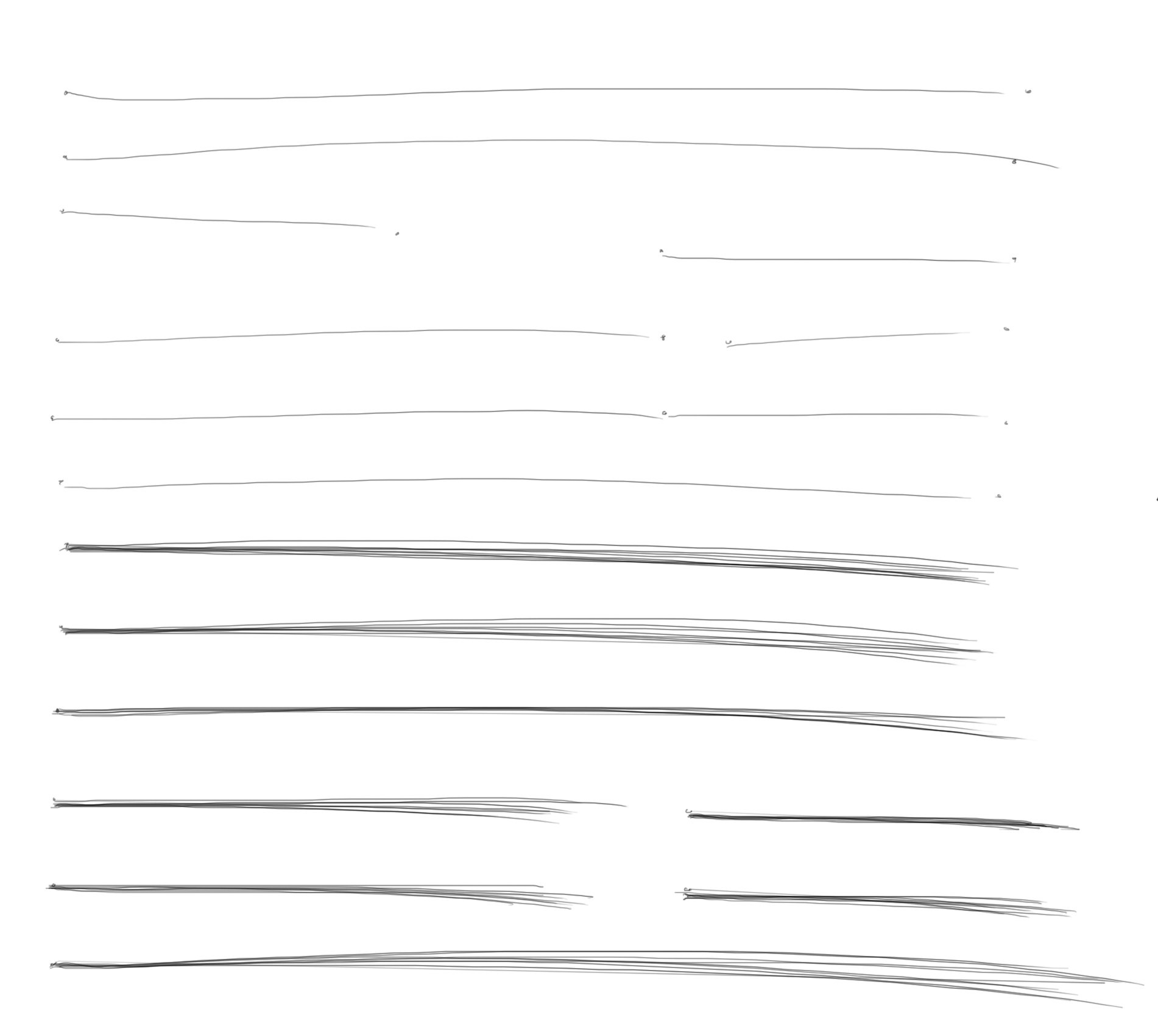 Auto-generated description: Several lines of varying thickness and length are drawn horizontally on a white background.